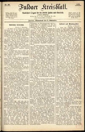 Erste Ausgabe vom Samstag, den 02. November 1878.