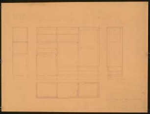 Werkbund-Ausstellung, Stuttgart-Weißenhof Einfamilienhaus Typ C 7: Wohnzimmer: Schrank Schnitte 1:10