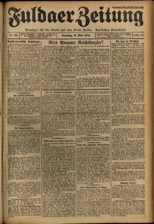 Erste Ausgabe vom Sonntag, den 16. Mai 1926.