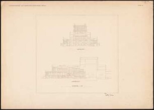 Königliche Oper, Berlin-Tiergarten: Längsschnitt und Querschnitt 1:400