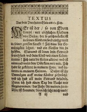 Textus Aus dem Propheten Esaia am 63. Cap.