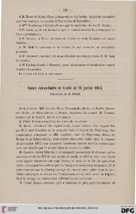 Séance extraordinaire du Comité du 18 janvier 1864