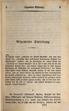 Versuch eines vollkommen consequenten Systems der Mathematik, 3. Lehrbuch der höhern Analysis : Erster Theil, Differenzialrechnung enthaltend ; mit vielen erläuternden und Übungs-Beyspielen