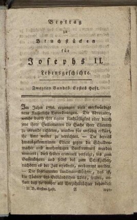 Zweyten Bandes Erstes Heft.