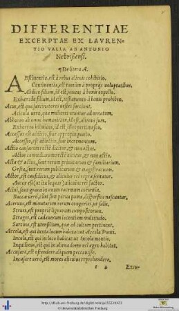 Differentiae Excerptae Ex Laurentio Valla