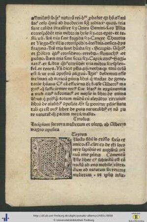 Incipiunt secreta mulierum et virorum ab Alberto magno aposita.