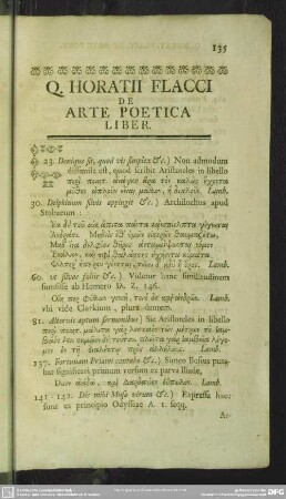 Q. Horatii Flacci De Arte Poetica Liber