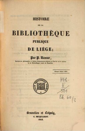 Histoire des Bibliotheques publiques de la Belgique, 3