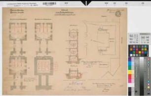 Münster (Münster) Lazarett Umbau der Latrinen Lageplan, Grundrisse, Schnitt 1899 1 : 50; 1 : 100; 1 : 250 Rokohl, Baurat Garnisonbauamt Münster
