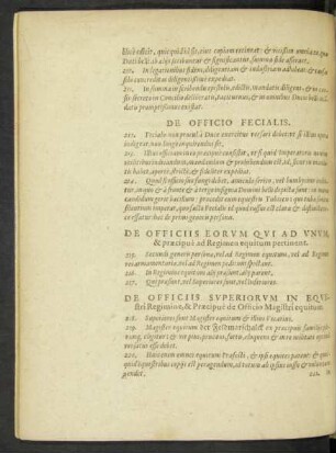 De Officiis Superiorum In Equestri Regimine, & Praecipue de Officio Magistri equitum.