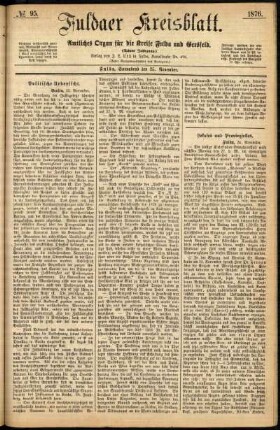 Erste Ausgabe vom Samstag, den 25. November 1876.