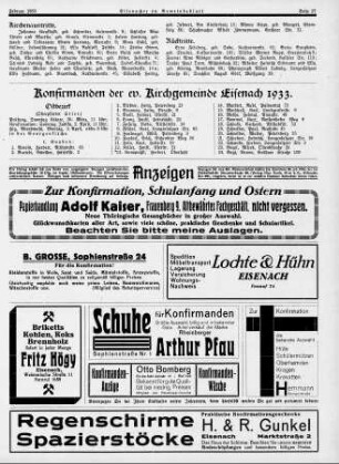 Konfirmanden der ev. Kirchgemeinde Eisenach 1933