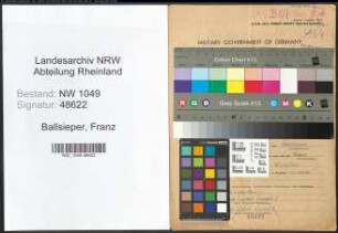 Entnazifizierung Franz Ballsieper , geb. 09.04.1913 (Kaufmaennischer Angestellter)
