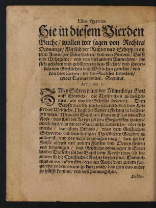Liber Quartus. Hie in diesem Buche/ wollen wir sagen von Rechtes Ordnunge/ ...