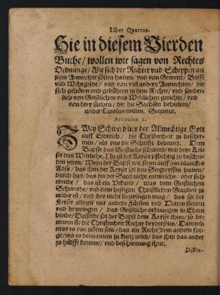 Liber Quartus. Hie in diesem Buche/ wollen wir sagen von Rechtes Ordnunge/ ...