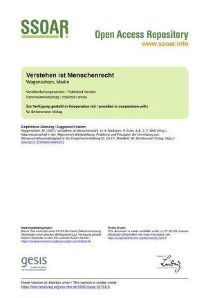 Verstehen ist Menschenrecht