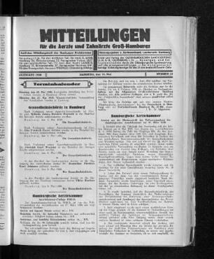 Jahrgang 1930, Hamburg, den 18. Mai, Nummer 20