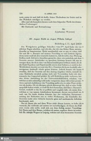 August Böckh an August Wilhelm von Schlegel, Heidelberg, 15.-24.04.1810