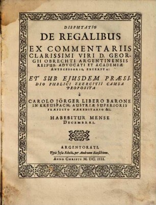 Disputatio De Regalibus