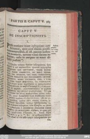 Caput V. De Inscriptionibus.