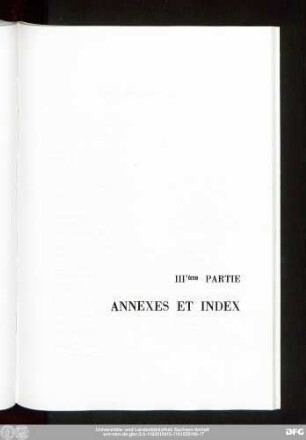 III'ème Partie Annexes Et Index