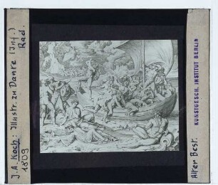 Koch, Charons Kahn mit Seelen, Szene aus Dantes Inferno (III, 82–136) (Druck)