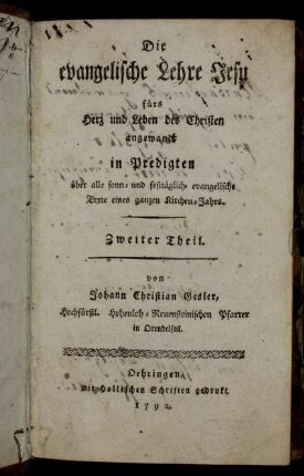 2: Die evangelische Lehre Jesu. Zweiter Theil