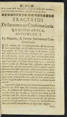 Articulus I. De Materia, & Forma Sacramenti Confirmationis.