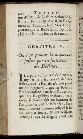 Chapitre V. Où l'on prouve la mesme injustice par les sentimens des Docteurs.