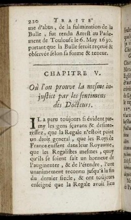 Chapitre V. Où l'on prouve la mesme injustice par les sentimens des Docteurs.