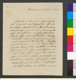 Brief von Sartorius, Karoline Dorothee an Goethe, Johann Wolfgang von