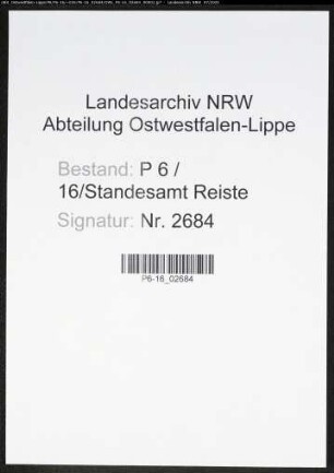 Heiratsregister Standesamt Reiste