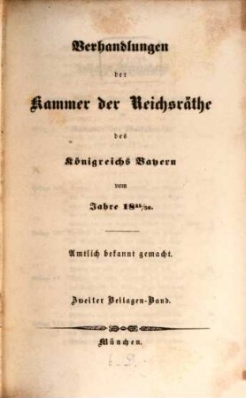 Verhandlungen der Kammer der Reichsräthe des Königreiches Bayern. Protokoll-Band. [91] = 1855/56,Beil.2