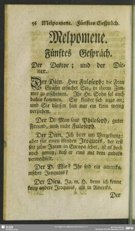 Melpomene. Fünftes Gespräch