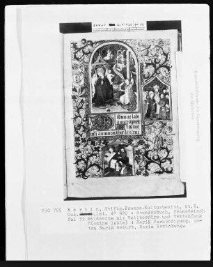 Lateinisches Stundenbuch — Bildseite mit drei Miniaturen, Folio 32recto