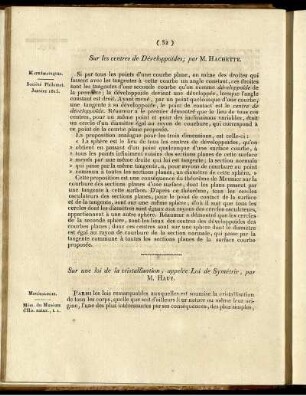 Sur une loi de la cristallisation, appelée Loi de Symétrie