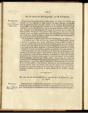Sur une loi de la cristallisation, appelée Loi de Symétrie