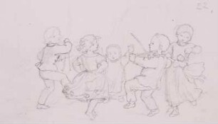 Tanzliedchen für Kinder : Richter, Ludwig: Tanzliedchen für Kinder. Bleistiftzeichnung; 6,5 x 12,2 cm. Dresden: Kupferstich-Kabinett C 1908-1149