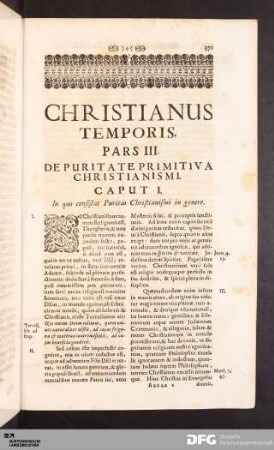 Pars III. De Puritate Primitiva Christianismi.