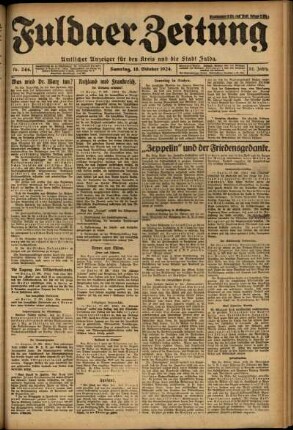 Erste Ausgabe vom Samstag, den 18. Oktober 1924.
