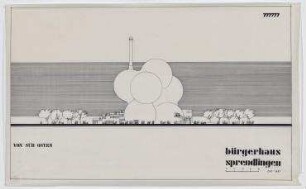 Wettbewerb Bürgerhaus Sprendlingen (nicht realisiert), 2. Preis – Südostansicht. Sprendlingen/Hessen