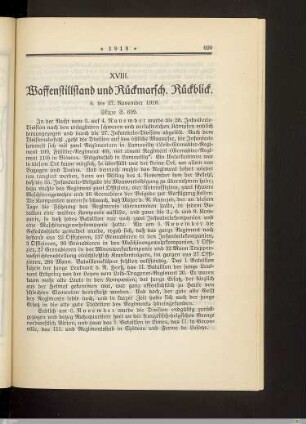 XVIII. Waffenstillstand und Rückmarsch. Rückblick