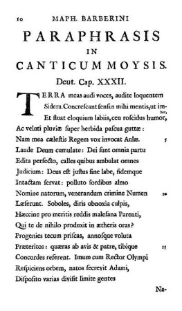 Paraphrasis In Canticum Moysis. Deut. Cap. XXXII.