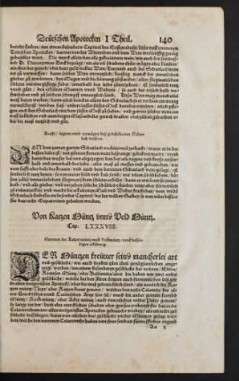 Von Katzen Müntz unnd Veld Müntz. Cap. LXXXVIII.