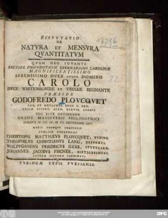 Dispvtatio De Natvra Et Mensvra Qvantitatvm