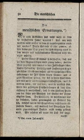 Die menschlichen Erwartungen.