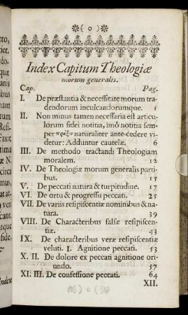 Index Capitum Theologiӕ morum generalis