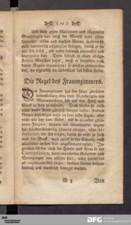 Die Regel des Frauenzimmers.