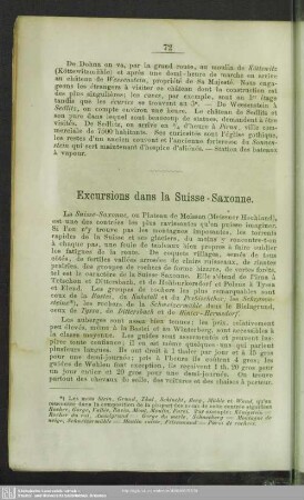 Excursions dans la Suisse.Saxonne