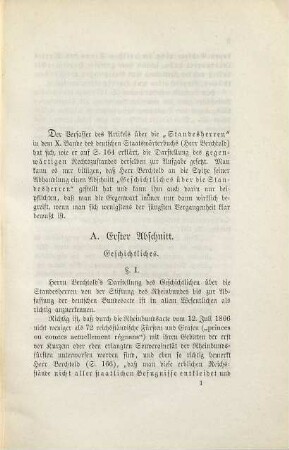 Die neuesten Angriffe auf die staatsrechtliche Stellung der deutschen Standesherren